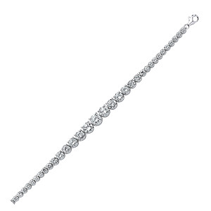 925 Sterling Silver Cubic Zirconia Round Graduated Bracelet