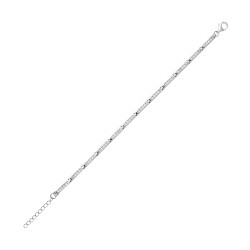 925 Sterling Silver Cubic Zirconia Bar Line Bracelet
