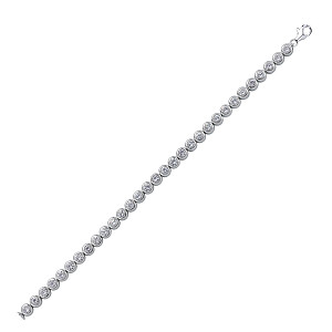 925 Sterling Silver CZ Round Rubover Tennis Bracelet