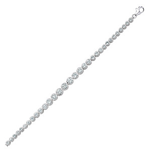 925 Sterling Silver Cubic Zirconia Rubover Graduated Bracelet