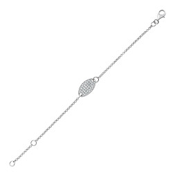 925 Sterling Silver Childrens Oval CZ ID Bracelet