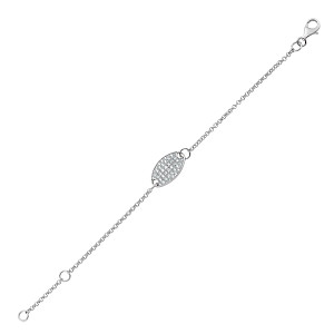 925 Sterling Silver Childrens Oval CZ ID Bracelet