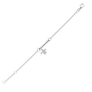 925 Sterling Silver Childrens ID Bracelet Fleur de Lis Charm