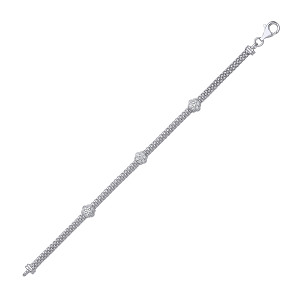 925 Sterling Silver rodium plated cz flower bracelet