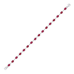 925 Silver Colourless CZ with Oval Ruby CZ Bracelet
