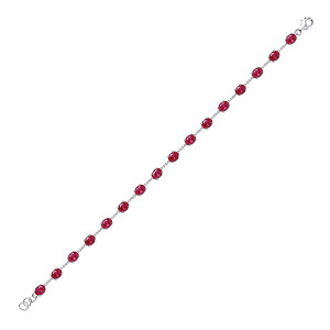 925 Silver Colourless CZ with Oval Ruby CZ Bracelet
