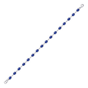 925 Silver Colourless CZ with Oval Sapphire CZ Bracelet