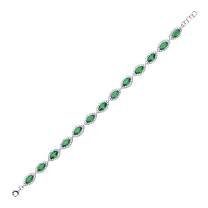 925 Sterling Silver CZ and EMERALD Fancy Bracelet