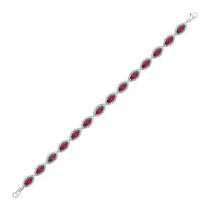 925 Sterling Silver CZ and Ruby Fancy Bracelet