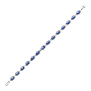 925 Sterling Silver CZ and Sapphire Fancy Bracelet