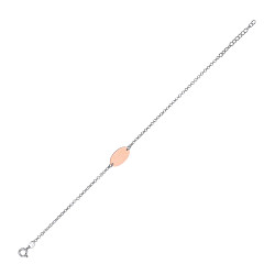 925 Sterling Silver Ladies Bracelet With A Rose Gold Plated Oval Disc