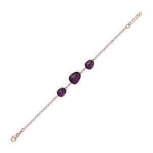 ROSE PLATED 925 Sterling Silver AMETHYST COCKTAIL BRACELET