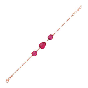 ROSE PLATED 925 Sterling Silver RUBY COCKTAIL BRACELET