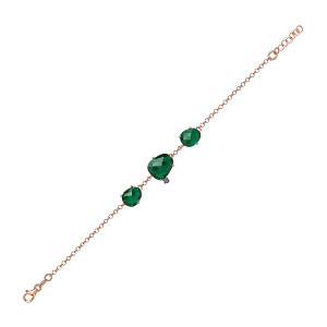 ROSE PLATED 925 Sterling Silver EMERALD COCKTAIL BRACELET