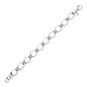 925 Sterling Silver Fancy Oval Link Bracelet