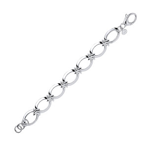 925 Sterling Silver Fancy Flat Oval Link Bracelet
