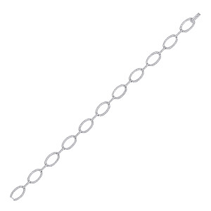 925 Sterling Silver CZ Pave Set Oval Link Tennis Bracelet