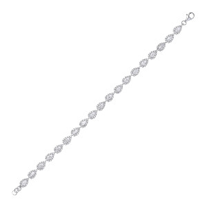 925 Sterling Silver CZ Pear Shaped Link Tennis Bracelet