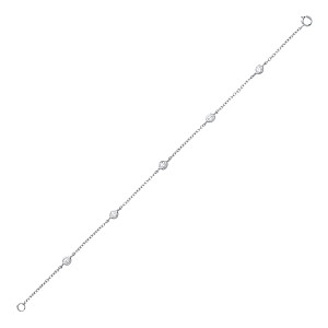 925 Sterling Silver Rubover 5 Cubic Zirconia Bracelet