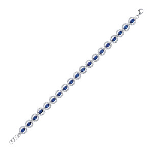 925 Sterling Silver CZ and Sapphire Fancy Bracelet