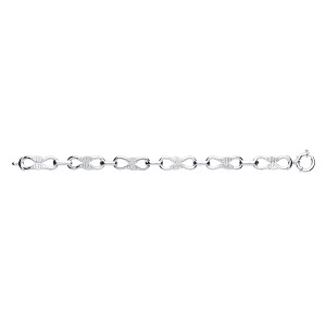 925 Sterling Silver Polished & Barked Fancy Anchor Bracelet