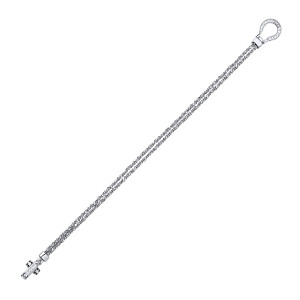 925 Sterling Silver Fancy Frosted Link Bracelet With CZ Clip-On Catch