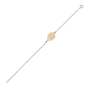 925 Sterling Silver & Gold Plated CZ Mesh Tear Drop Fancy Bracelet