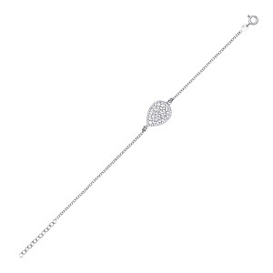 925 Sterling Silver CZ Mesh Tear Drop Fancy Bracelet