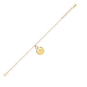 Gold Plated Bracelet With Round Engraved CZ Locket