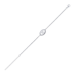 925 Sterling Silver CZ Marina Chain Fancy Bracelet