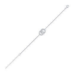 925 Sterling Silver CZ Interlocked Double Circle Fancy Bracelet