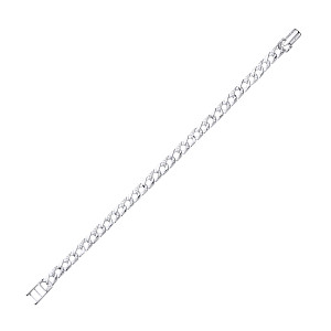925 Sterling Silver Gents Chaps Bracelet With Barked & Engraved Links