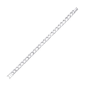 925 Sterling Silver Gents Chaps Bracelet With Engraved & Barked Links