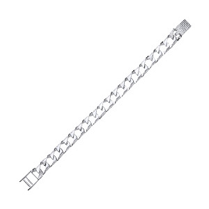 925 Sterling Silver Gents Chaps Bracelet With Polished & Barked Links