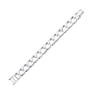 925 Sterling Silver Gents Chaps Bracelet With Polished & Barked Links