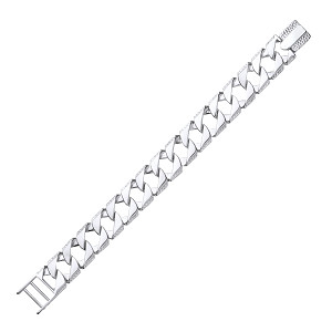 925 Sterling Silver Gents Chaps Bracelet With Polished & Barked Links
