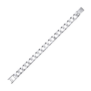 925 Sterling Silver Gents Chaps Bracelet With Polished & Barked Links