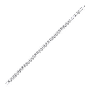 925 Sterling Silver Cluster Tennis Bracelet With 1 Inch Extension