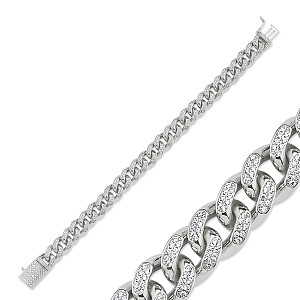 925 Sterling Silver Gents CZ 8.5