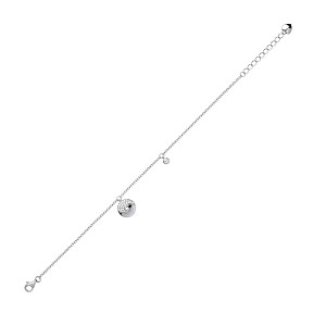 Silver CZ Twisted Yin and Yang Circle Bracelet