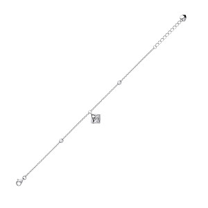 Silver Bracelet With A CZ Square Twist Charm