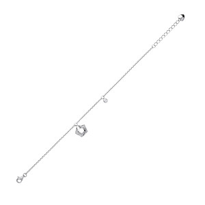 Silver Bracelet With A CZ Cutout Flower Charm