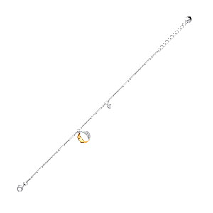 Silver & Gold Plated CZ Interlocking Circle Bracelet