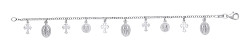 925 Sterling Silver Multiple Cross & St Christopher Bracelet