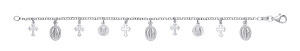 925 Sterling Silver Multiple Cross & St Christopher Bracelet