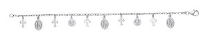 925 Sterling Silver Multiple Cross & St Christopher Bracelet