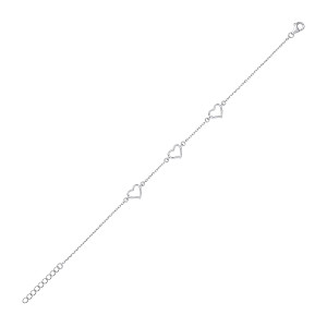 Silver Cutout Hearts Bracelet
