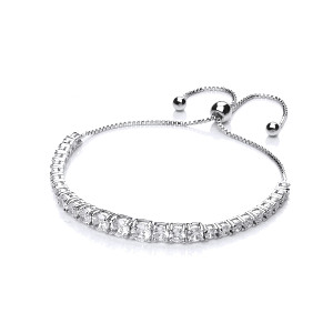 Silver CZ Adjustable Graduated Tennis Bracelet