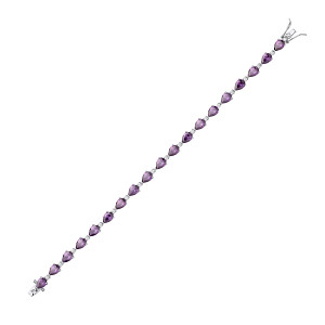 Silver CZ & Amethyst Pear Drop Tennis Bracelet