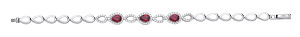 Silver CZ & Ruby Pear Drop Bracelet